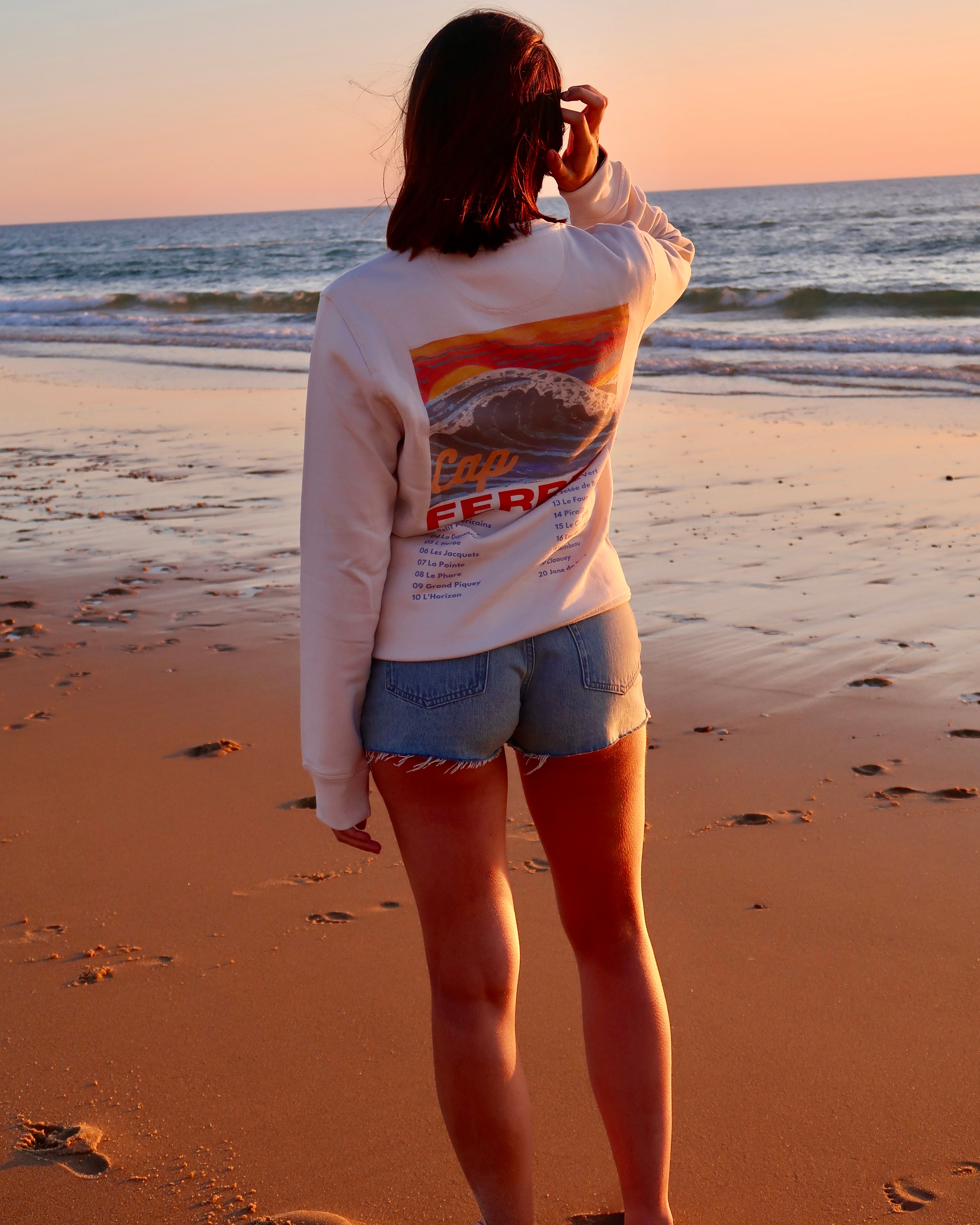 Sweatshirt Adulte - Les emblématiques Cap Ferret Blanc Vintage